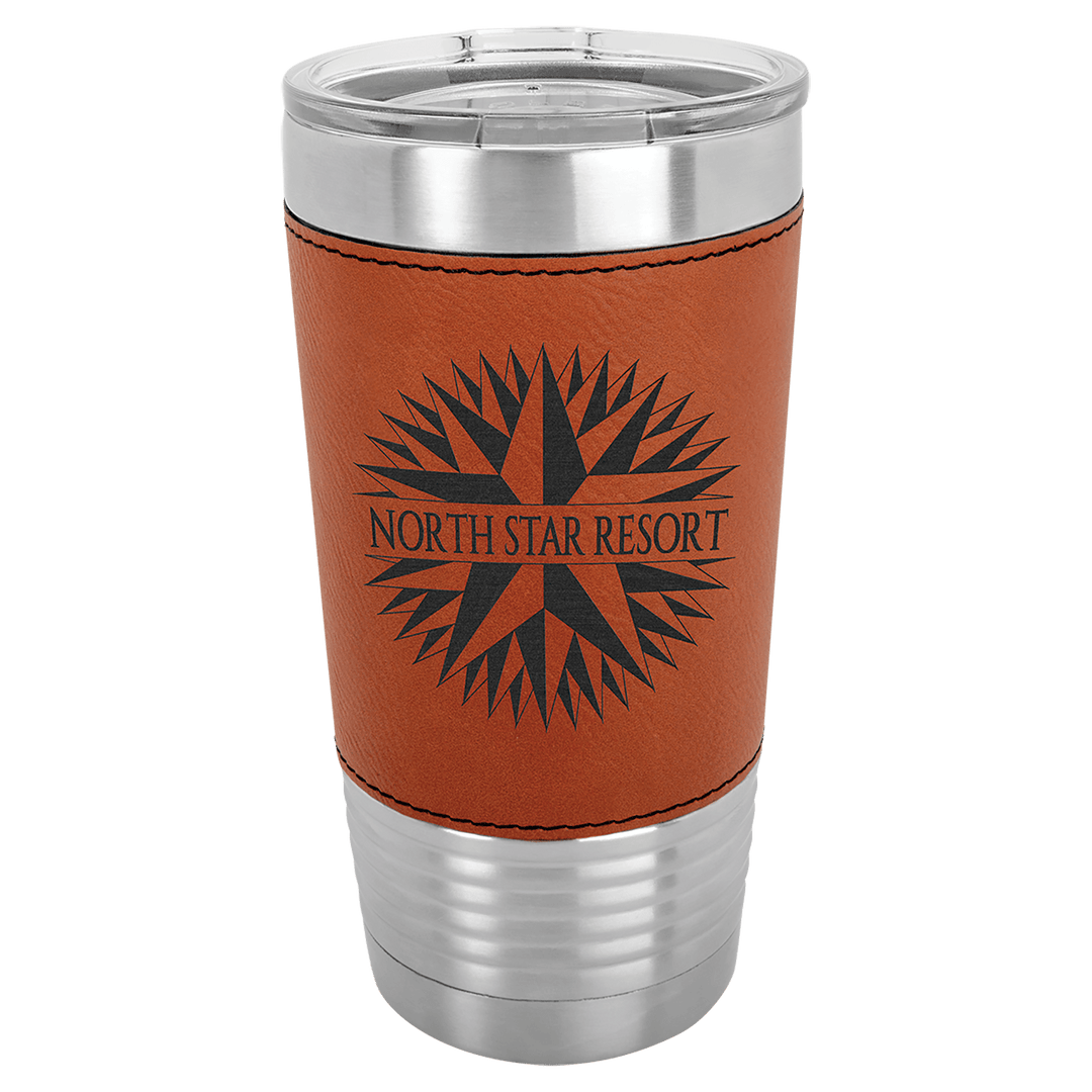 Polar Camel 20 oz. Rawhide Laserable Leatherette Tumbler with Clear Lid